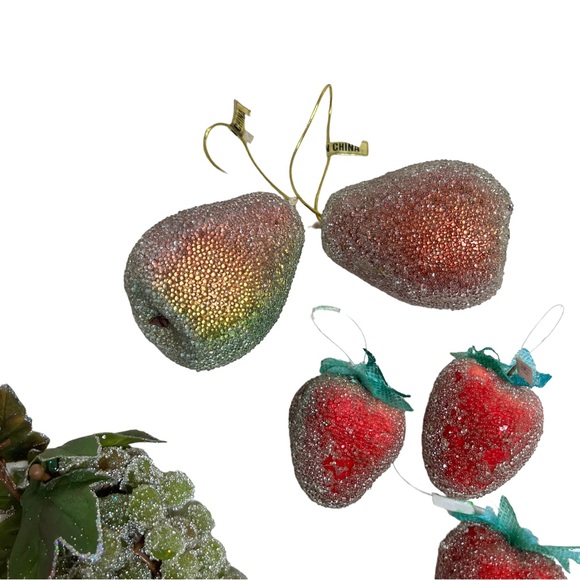 Vintage sugared faux fake fruit Pears Strawberries Grapes - Picture 5 of 13